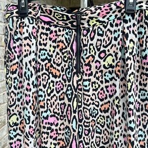 Colorful Leopard Print Wide Leg Pants